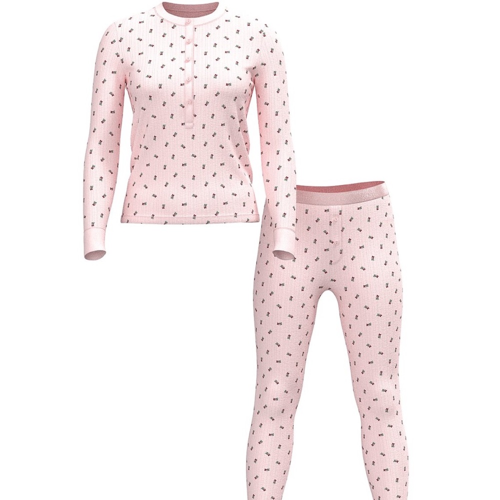 Victoria's Secret Angel Pink w/ mistletoe graphic Pajama Set